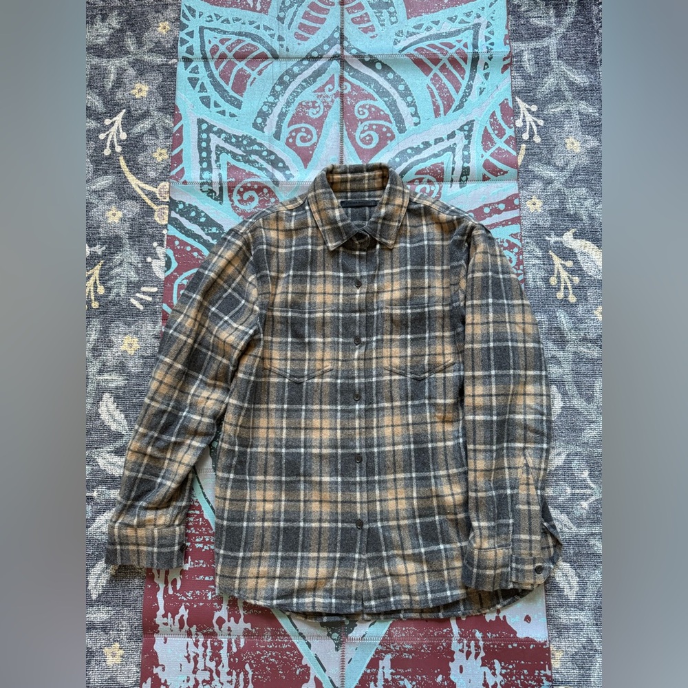 Jenni Kayne O'Keeffe Overshirt - S - Charcoal Plaid Wool Flannel Shirt Jacket